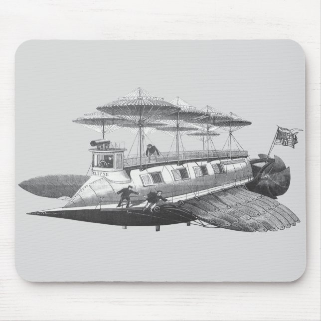 Mousepad Vintage Science Fiction Steampunk Airship Eclipse (Frente)