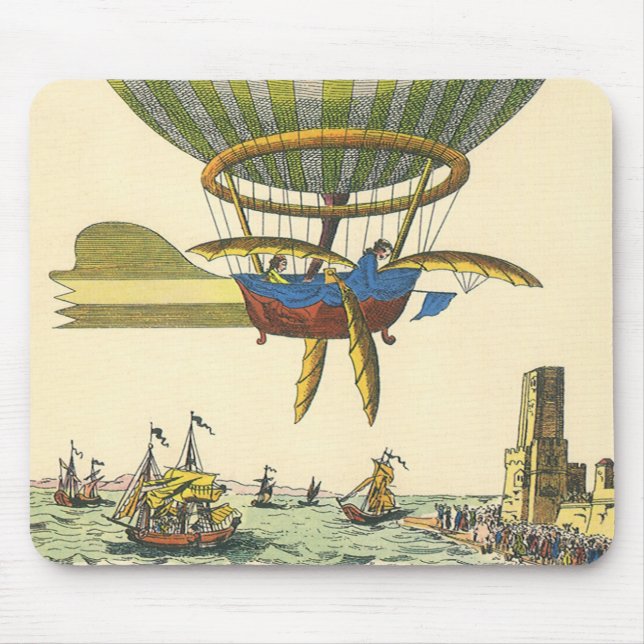 Mousepad Vintage Science Fiction Steampunk Hot Air Balon (Frente)