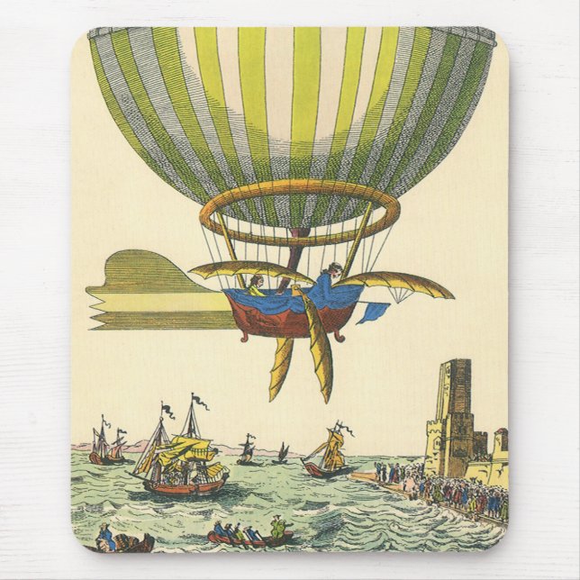 Mousepad Vintage Science Fiction Steampunk Hot Air Balon (Frente)