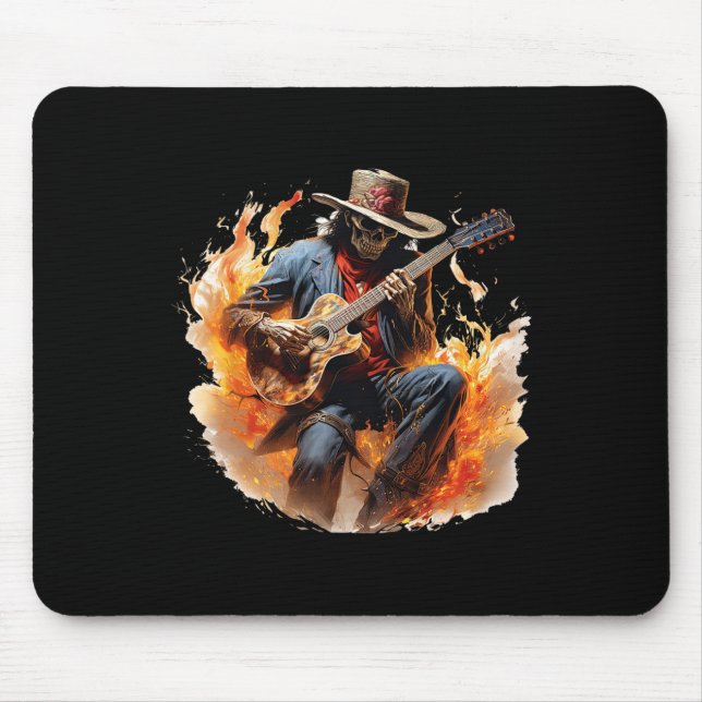 Mousepad Vintage Skeleton Cowboy Jogando Violão (Frente)