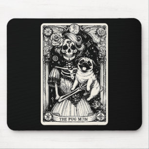 Mousepad Vintage Skeleton Pug Mãe Tarot Card Witchy Vibes P