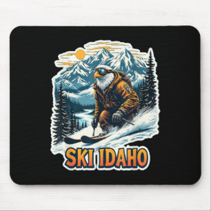 Mousepad Vintage Skiing Eagle Design, Ski Idaho