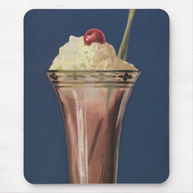 Mousepad Vintage Sorvete Shake, Whipped Cream & Cherry (Frente)