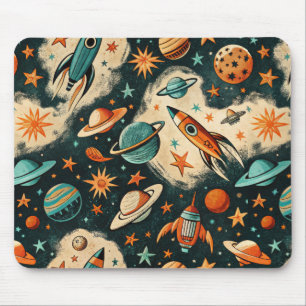 Mousepad Vintage Spacecraft Rocket ships Pattern - Cosmos(6