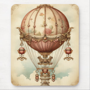 Mousepad Vintage Steampunk Pink Air Balloon