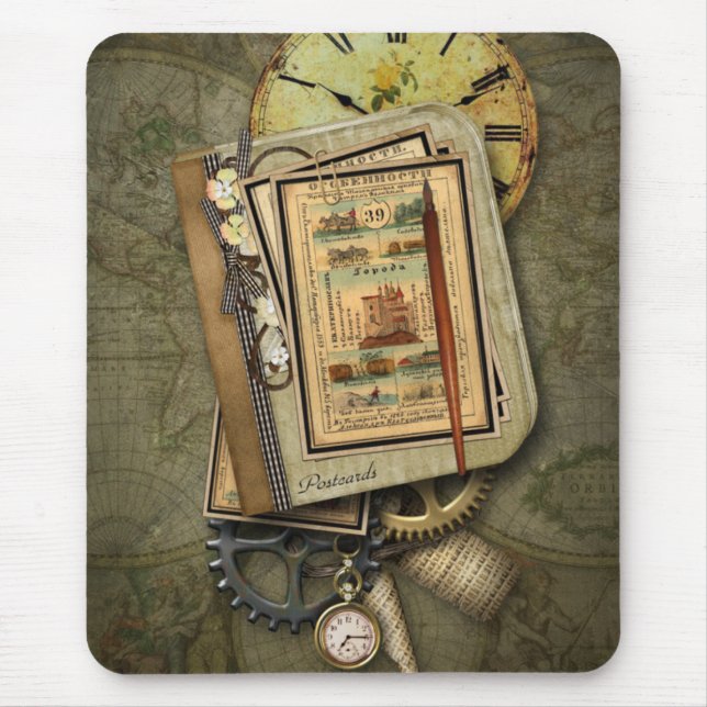 Mousepad Vintage Steampunk Viagem (Frente)