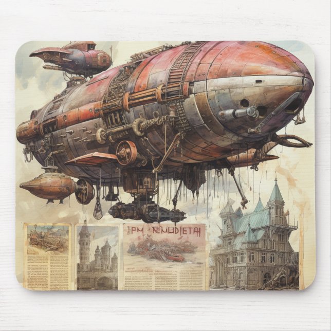Mousepad Vintage Steampunk Zeppelin (9) (Frente)