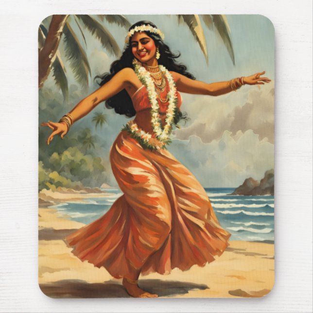 Mousepad Vintage Style Havaiana Viagem Hula Girl Dançando (Frente)