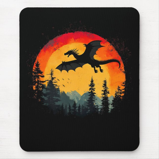 Mousepad Vintage Sunset Forest Dragon (Frente)
