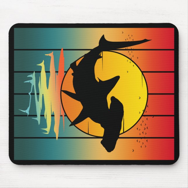 Mousepad Vintage Sunset Hammerhead Shark (Frente)