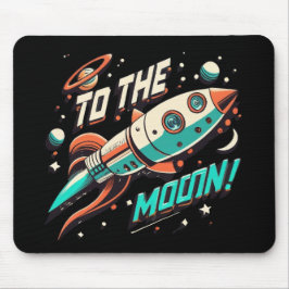 Mousepad Vintage to the Moon Rocket ship