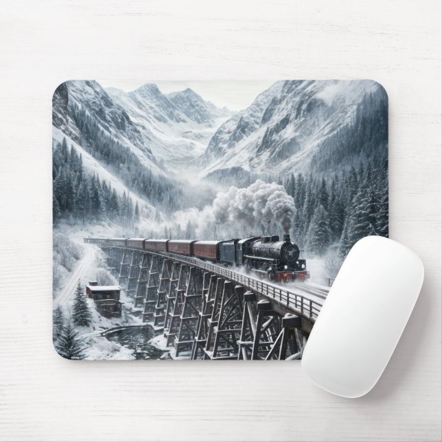 Mousepad Vintage Train em Montanha (Com mouse)