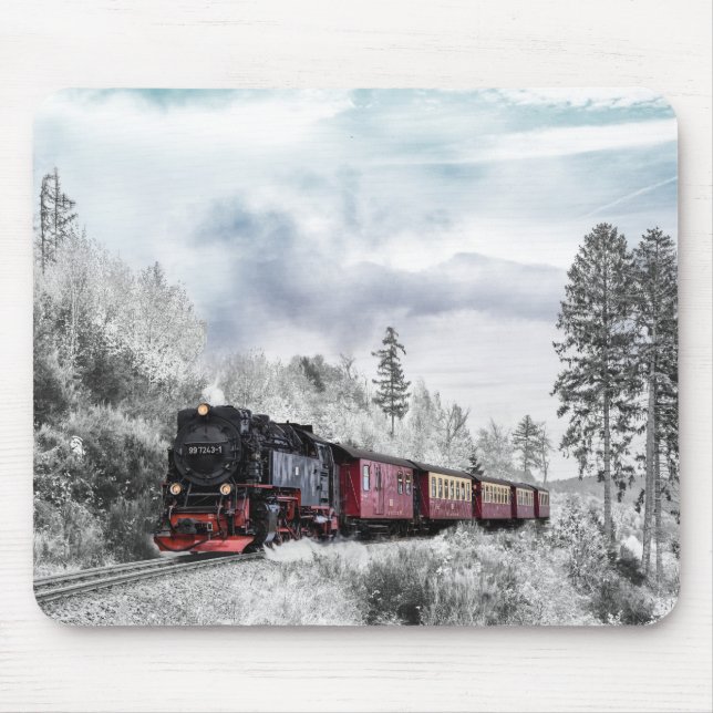 Mousepad Vintage Train Winter Christmas Cena (Frente)