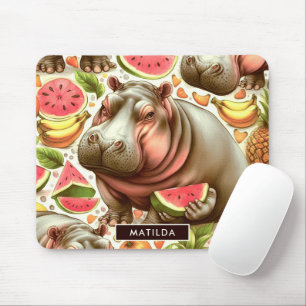 Mousepad Vintage Tropical Hippopotamus Pattern