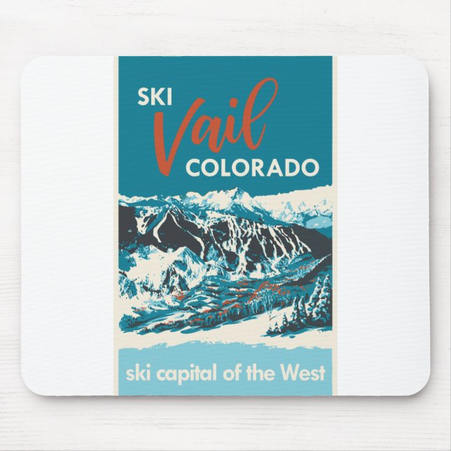 Mousepad Vintage Vail Ski Poster (Frente)