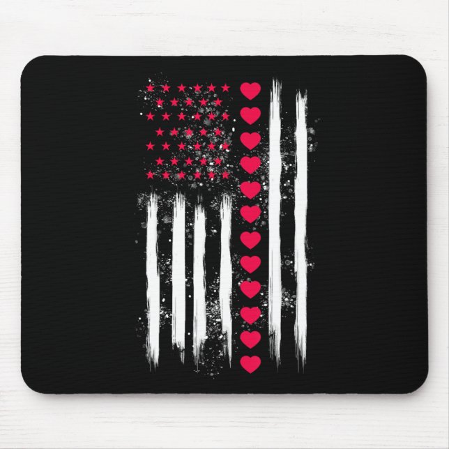 Mousepad Vintage Valentine Day American Flag Heart Perfect  (Frente)