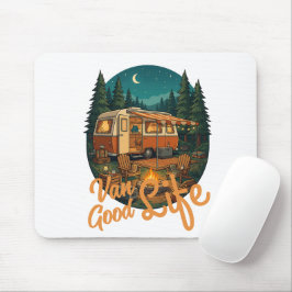 Mousepad Vintage Van Life Good Life Adventure Camping Badge