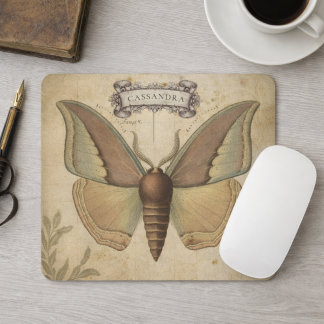 Mousepad Vintage Victorian Entomology Art Botanical Moth