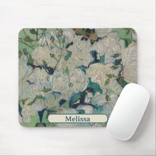 Mousepad Vintage Vincent Van Gogh, Rosas de pintura e nome