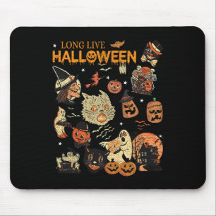 Mousepad Vintage Vintage Pumpkin Witch Ghost Black C