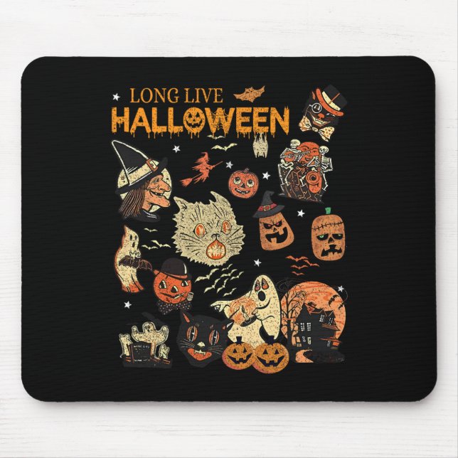 Mousepad Vintage Vintage Pumpkin Witch Ghost Black C (Frente)