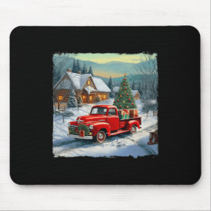 Mousepad Vintage Wagon Red Truck Feliz Árvore de Natal
