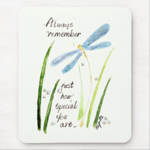 Mousepad Vintage Watercolor Dragonfly Sempre Lembrar texto
