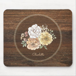 Mousepad Vintage Watercolor Floral com Nome