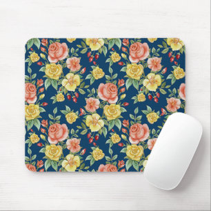 Mousepad Vintage Watercolor Floral Rosas Fundo