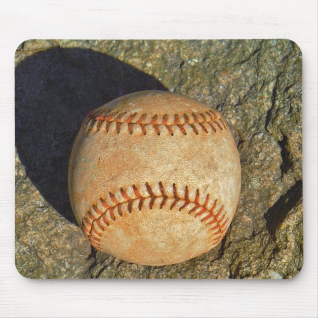 Mousepad Vintage White Baseball Red Stitching (Frente)