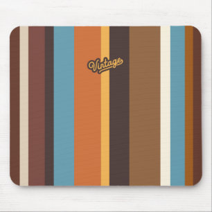 Mousepad Vintage Yellow and Brown Stripes Sem Costura