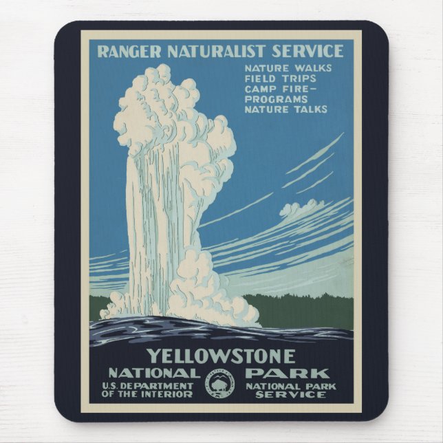 Mousepad Vintage Yellowstone National Park Antiga Fiel (Frente)