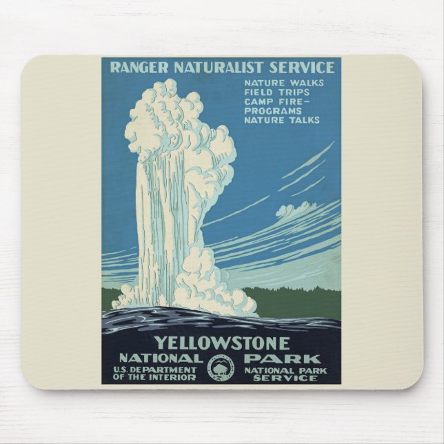 Mousepad Vintage Yellowstone Park Poster (Frente)