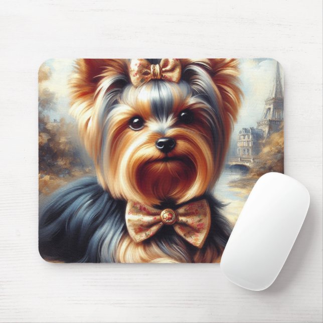 Mousepad Vintage Yorkshire Terrier Painting (Com mouse)