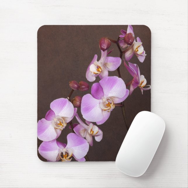 Mousepad Violet e Orquídea Branca Fecham Fotografia (Com mouse)