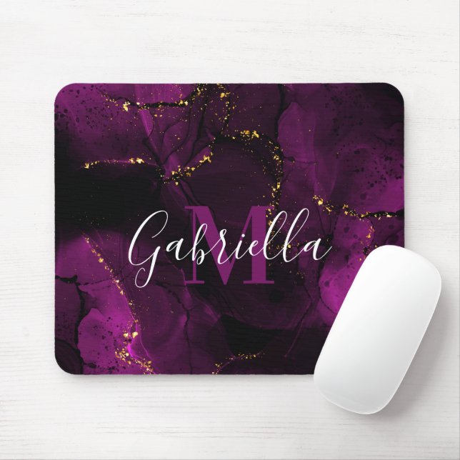 Mousepad Violet e Ouro Marble (Com mouse)