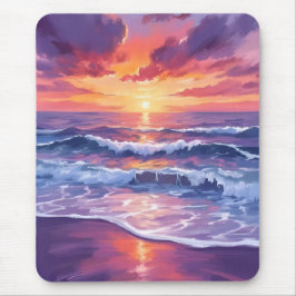 Mousepad Violet Tide | Purple Sunset Ocean Waves