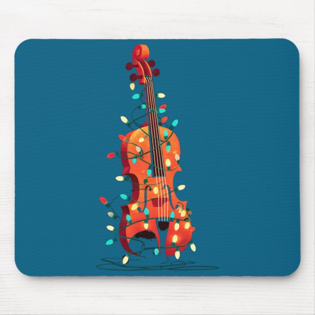 Mousepad Violin Christmas Graphics Lights Lover Player Viol (Frente)