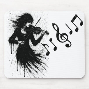 Mousepad Violinista Nascido da Tinta na Tempestade de Som