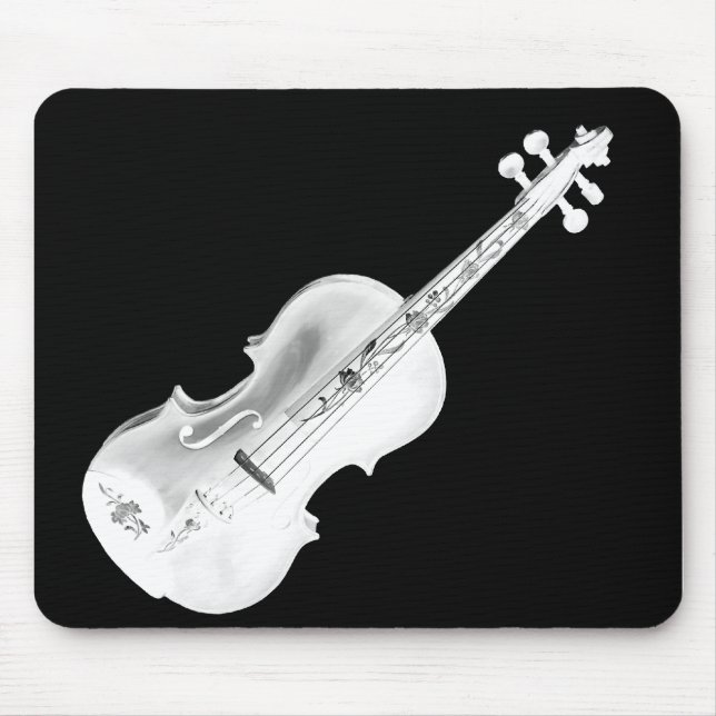 MOUSEPAD VIOLINO BRANCO EM BLACK-MOUSEPAD (Frente)