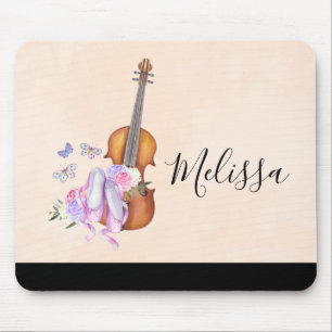 Mousepad Violino, Calçados Balés, Flores e Borboletas