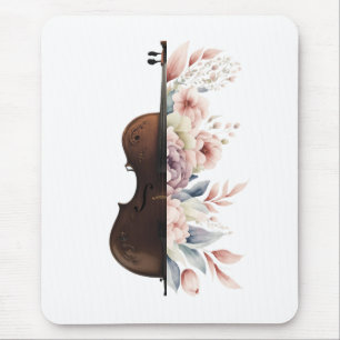 Mousepad Violino entre flores. Buquê de flores.