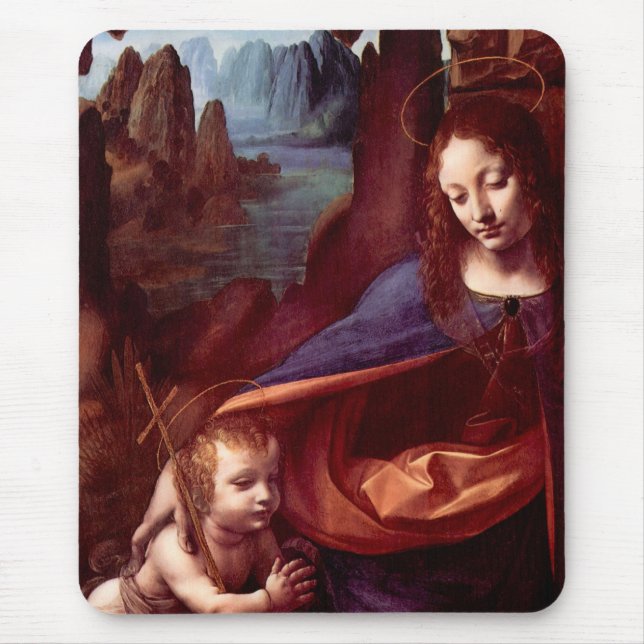 Mousepad Virgem das Rochas por Leonardo da Vinci (Frente)