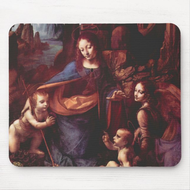 Mousepad Virgem (Madona) de Leonardo da Vinci das Rochas (Frente)