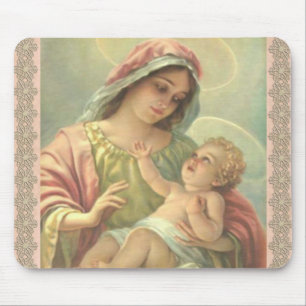 Mousepad Virgem Maria abençoada com bebê Jesus