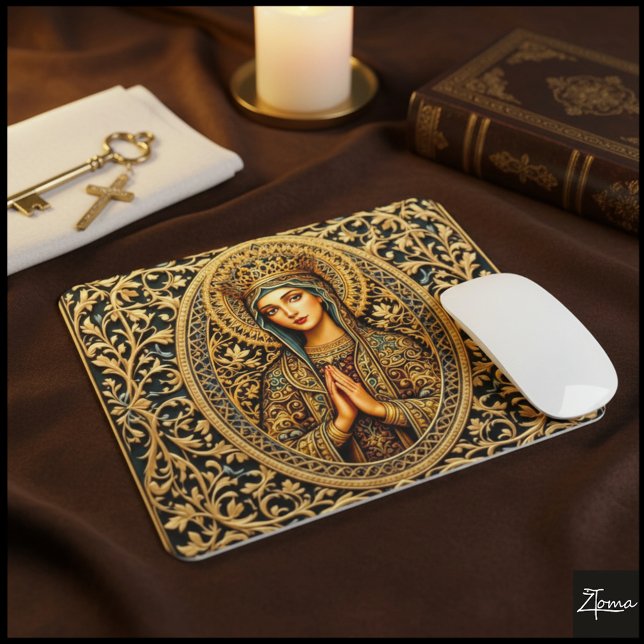 Mousepad Virgem Maria Reverência Dourada (Criador carregado)