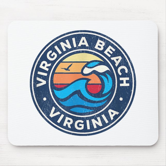 Mousepad Virginia Beach Virginia VA Vintage Ondas Náuticas (Frente)