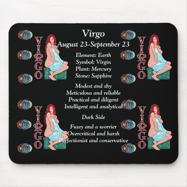 Mousepad Virgo - Sinal de Nascimento - Pad do Rato Zodiac (Frente)