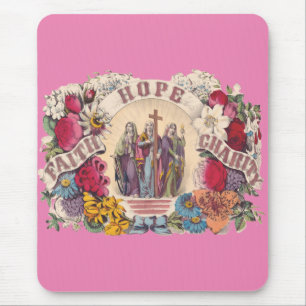 Mousepad Virtudes teologais Fé, Esperança e Caridade