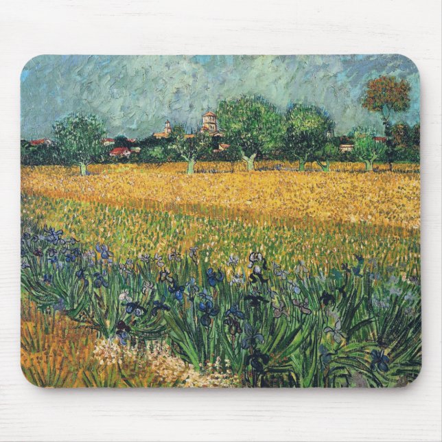 Mousepad Visão de Arles com Irises Van Gogh Belas Artes (Frente)